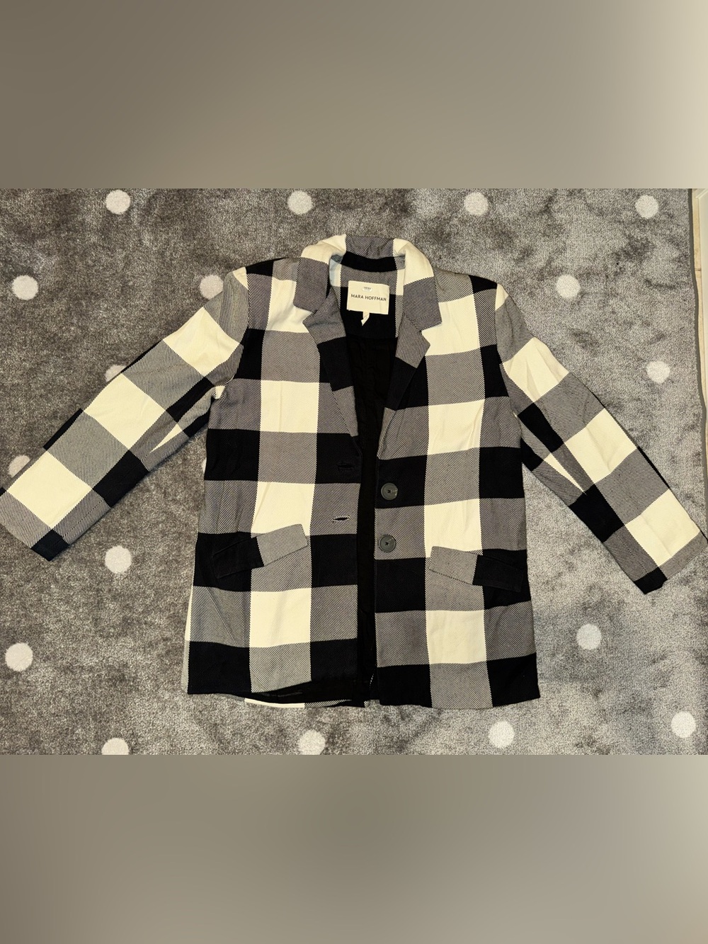 Mara Hoffman Black and White Check Blazer